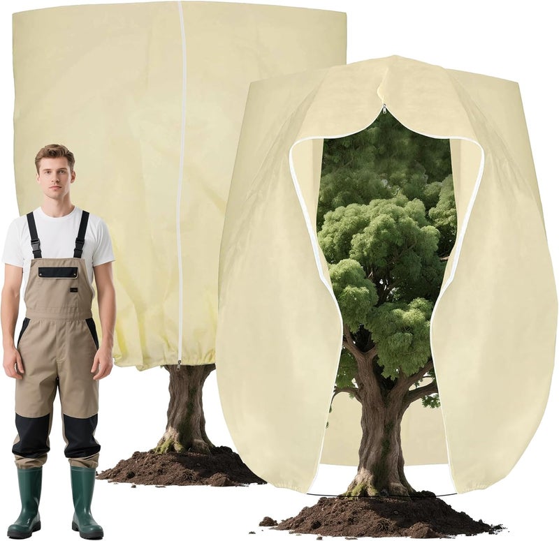 DINGBAI Huge Plant Covers Freeze Protection 95x80 inches 2 Pack,Frost Cloth for Outdoor Plants, 2.5 oz/yd² Thickened Winter Tree Covers with Zipper Drawstring,Frost Blanket from Wind,Pest and Animal. - Image 1